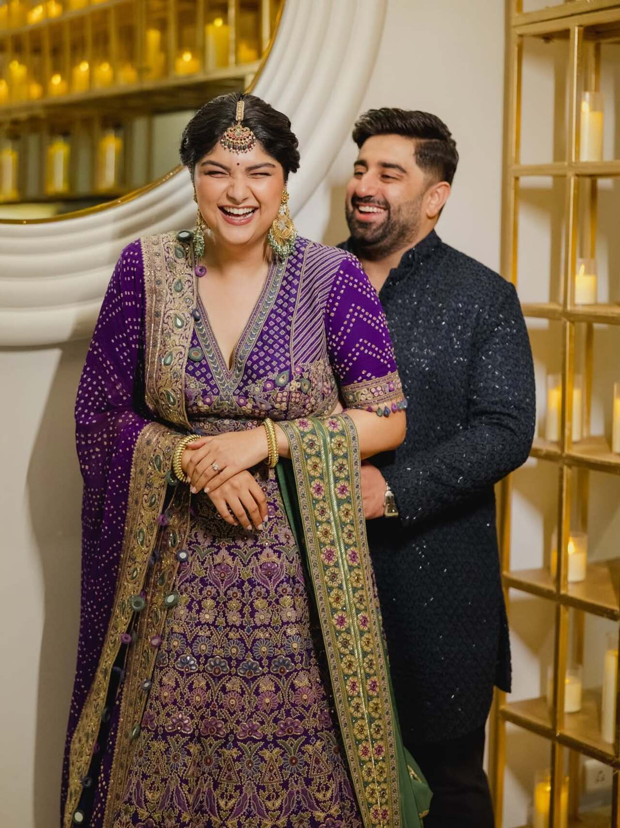 She shares a romantic moment with Rohan while posing at the ceremony. In the caption, Anshula wrote a heartfelt message: “This wasn’t just our Gor Dhana, it was love showing up in every little detail. Ro’s favorite words have always been “Always and Forever” - and today, they started to feel real in the sweetest way. His love makes me believe fairytales don’t just live in books, they live in moments like these.”